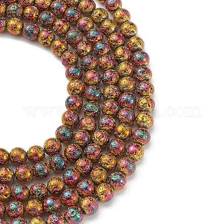 Electroplated Natural Lava Rock Beads Strands G-S352-30D-07-1