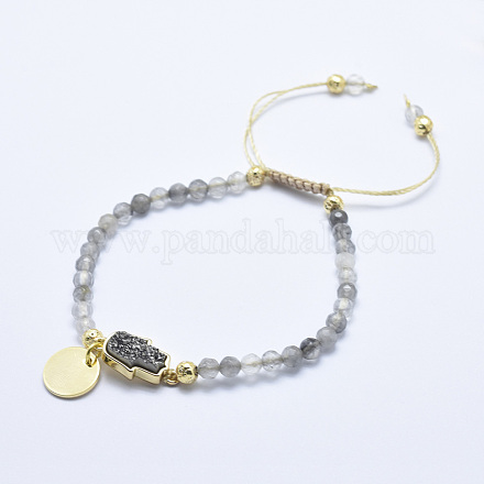 Bracelets de perles tressées de quartz nuageux naturel BJEW-I258-E05-1