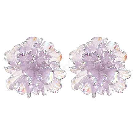 Boucles d'oreilles clous fleur en résine avec 304 épingles en acier inoxydable EJEW-JE05359-01-1