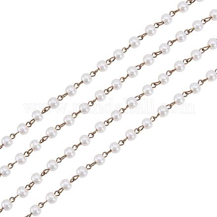 Chaînes en perles de verre rondes manuelles pour fabrication de bracelets et colliers AJEW-JB00035-02-1