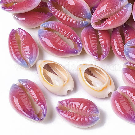 Printed Natural Cowrie Shell Beads SSHEL-R047-01-A03-1