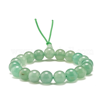 Bracciale elasticizzato con perline rotonde di avventurina verde naturale BJEW-JB07235-01-1