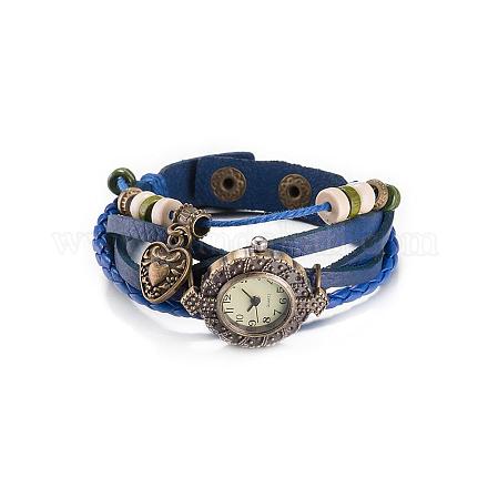 Casual Unisex Zinc Alloy and Leather Bracelet Watches BJEW-BB15599-1