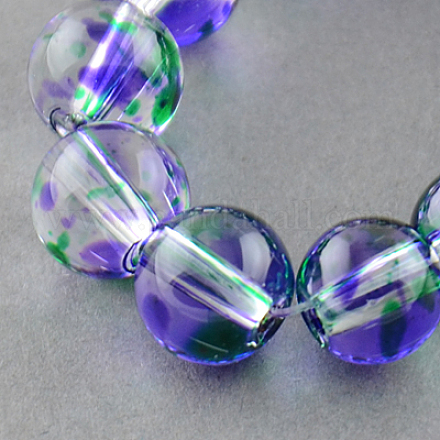 Two Tone Spray Painted Transparent Glass Bead Strands DGLA-R027-6mm-01-1
