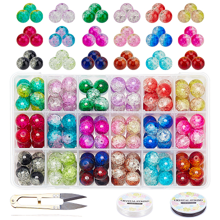 DIY cuisson perles de verre craquelées peintes kits de fabrication de bracelet extensible DIY-PH0004-54E-1