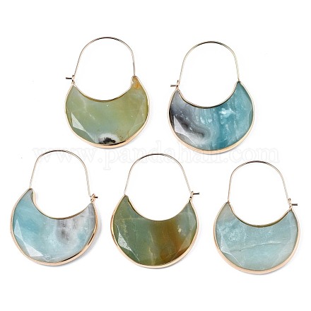 Moon Shape Dyed Natural Amazonite Hoop Earrings for Girl Women G-S344-107-1