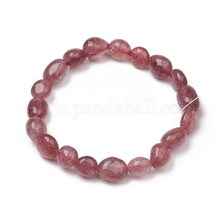 Bracelets de perles extensibles en quartz fraise naturel X-BJEW-K213-C12-1