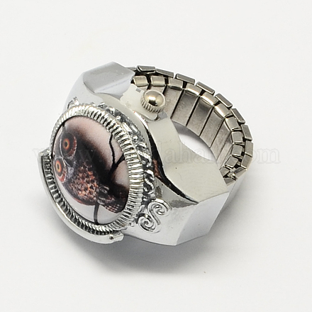 Platinum Тон железа кольцо простирания кварцевые часы RJEW-R119-08I-1