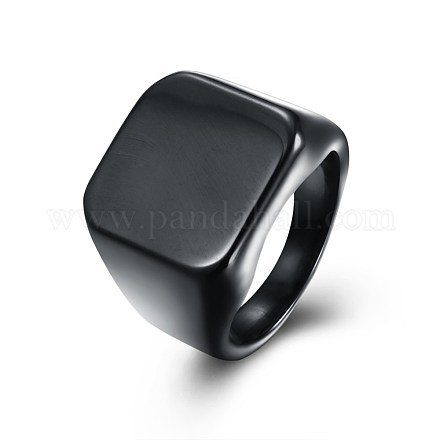 男性用チタンスチールシグネットバンドリング  広帯域指輪  正方形  ガンメタ色  usサイズ7（17.3mm） RJEW-BB29453-D-7-1