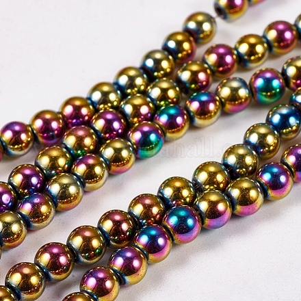 Electroplate Non-magnetic Synthetic Hematite Beads Strands X-G-J169A-4mm-05-1
