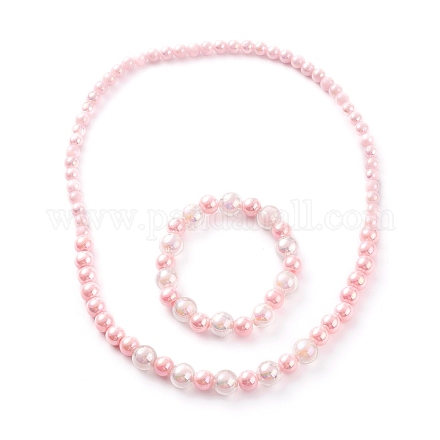 Ensemble de bracelet et collier de perles acryliques pour enfants SJEW-JS01207-05-1