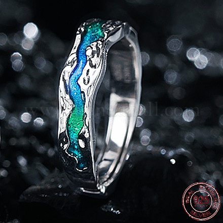 925 регулируемое кольцо из стерлингового серебра с эмалью для мужчин и женщин VALE-PW0001-040A-1