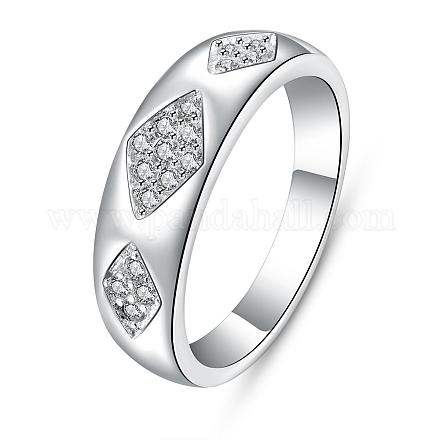 女の子のためのシルバーカラーメッキ真鍮キュービックジルコニア結婚指輪  菱形  サイズ8  18mm RJEW-BB00774-8-1