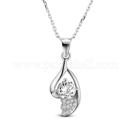 Tinysand 925 collana con ciondolo lacrima della gioia in argento sterling con zirconi cubici TS-N399-S-18-1