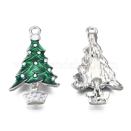 Alloy Christmas Tree Enamel Pendants For Christmas Day ENAM-R041-14-1