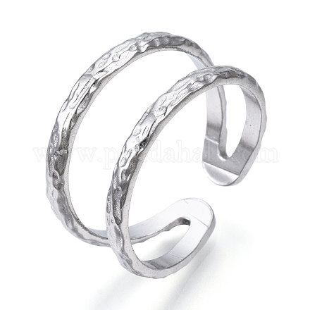 304 anillo de puño abierto de doble línea de acero inoxidable RJEW-N040-20-1