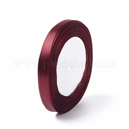 Cinta de satén rojo oscuro de 3/8 pulgada (10 mm) para decoración de fiesta de diy con lazo para el cabello X-RC10mmY048-1