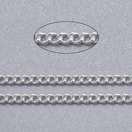 真鍮ツイストチェーン  カーブチェーン  溶接されていない  スプールで  鉛フリー＆カドミウムフリー  銀色のメッキ  2x1.5x1mm  約32.8フィート（10m）/ロール X-CHC010Y-S-1