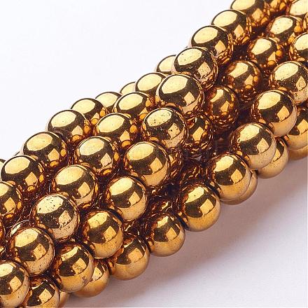 Non-Magnetic Synthetic Hematite Beads Strands G-G091-8mm-1-1