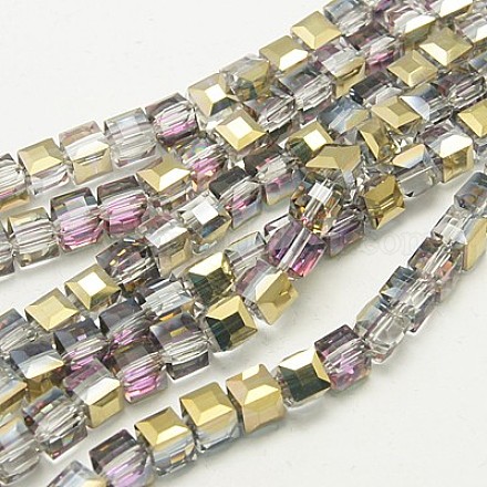 Electroplate Glass Beads Strands EGLA-D018-4x4mm-13-1