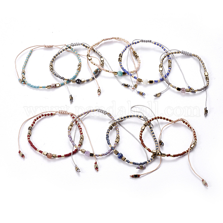 Bracelets de perles tressées en fil de nylon BJEW-E360-04-1