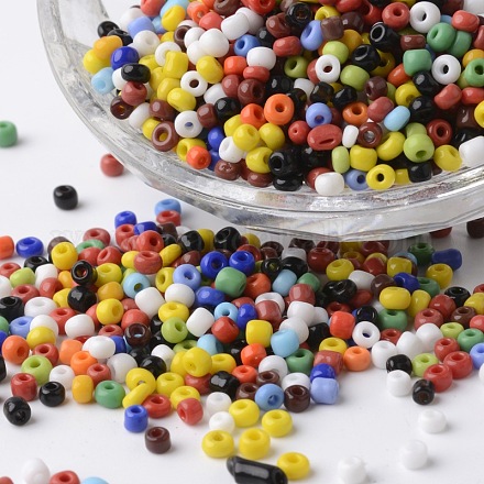 8/0 Opaque Colours Round Glass Seed Beads SEED-P002-12-1