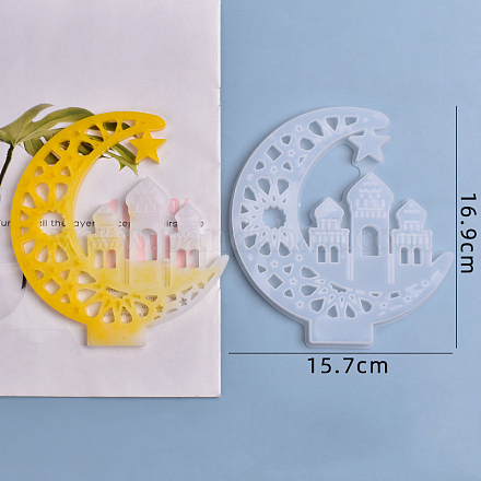 Moules en silicone de lune de croissants de château de bricolage X-DIY-I034-02-1