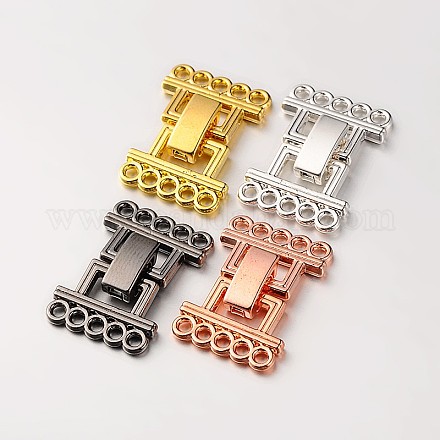 5 Strands Alloy and Brass Fold Over Clasps PALLOY-N0112-02-1