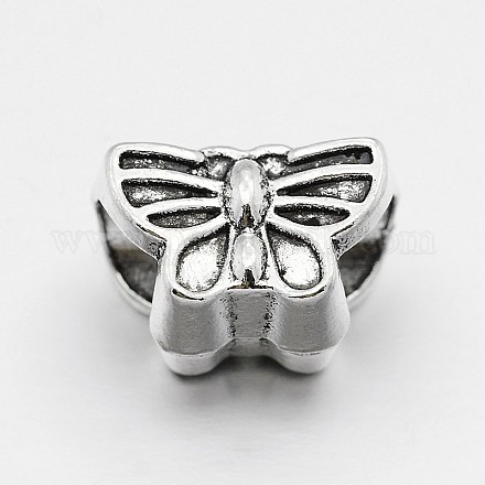 Alloy Butterfly Large Hole European Beads MPDL-M040-11AS-1