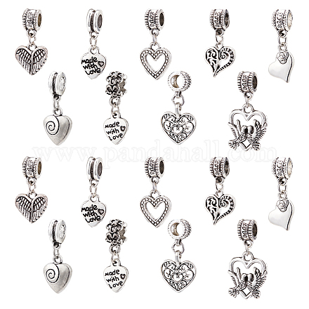 Chgcraft 54 pz 9 stili pendenti a forma di cuore d'amore lega di stile tibetano ciondoli europei creazione di gioielli ciondoli per collana braccialetto creazione e artigianato di gioielli FIND-CA0005-59-1