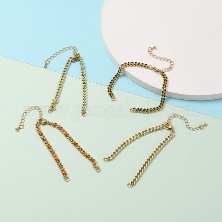 Fabbricazione di braccialetti a catena in ottone fatti a mano bicolore AJEW-JB00850-1