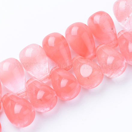 Chapelets de perles en verre de quartz de cerise X-G-R404-10x16-07-1