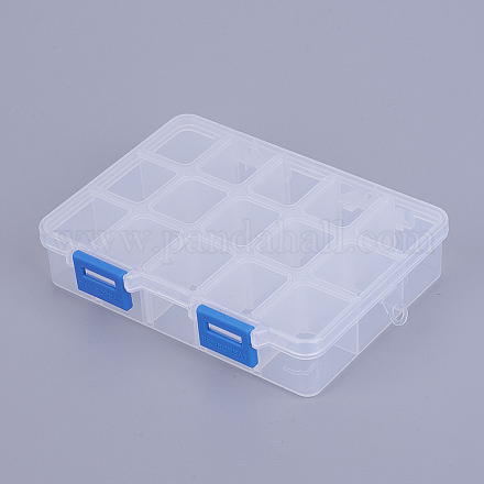 オーガナイザー収納プラスチックボックス  長方形  ドジャーブルー  14x10.8x3cm  コンパートメント：3x2.5センチメートル  15区画/ボックス CON-BC0001-05-1