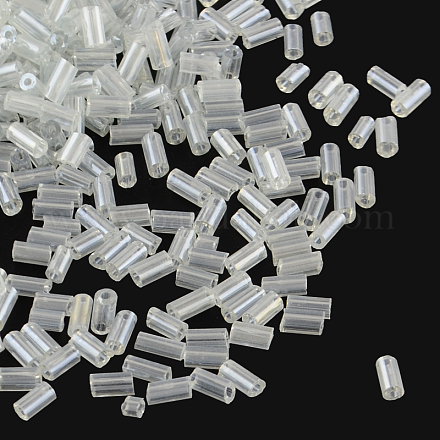 Tube Pearlized Glass Bugle Beads X-SEED-R010-101-1