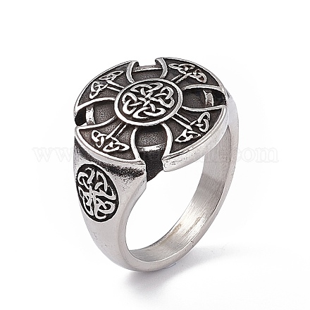 Nudo gótico 304 anillo de dedo de acero inoxidable RJEW-F137-05AS-1