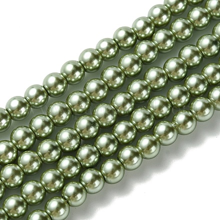Eco-Friendly Dyed Glass Pearl Bead Strands HY-A008-6mm-RB115-1