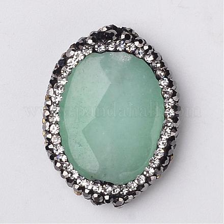 Faceted Oval Natural Green Aventurine Beads G-K099-01-1