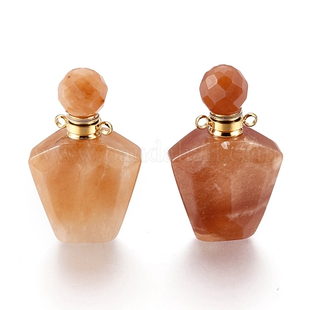 Faceted Natural Yellow Jade Openable Perfume Bottle Pendants G-E564-09G-G-1