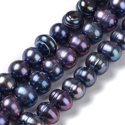 Hebras de cuentas teñidas de perlas naturales PEAR-P005-03A-01-1