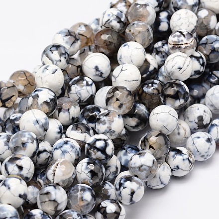 Tinti agata naturale perle tonde sfaccettato fili G-E320C-10mm-07-1