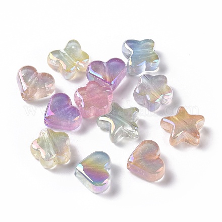 UV Plating Rainbow Iridescent Luminous Acrylic Beads OACR-E010-12-1