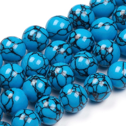 Chapelets de perles en turquoise synthétique TURQ-G832-01-10mm-1