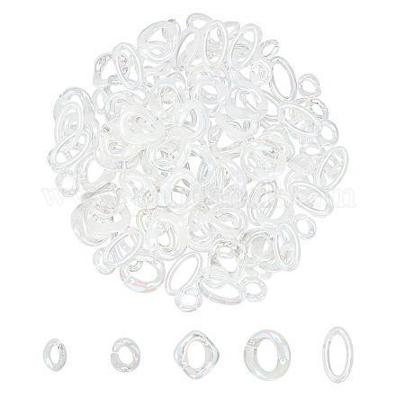 Pandahall Elite 100 Stück 5 Stil transparente Acrylverbindungsringe PACR-PH0001-03-1
