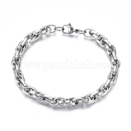 201 bracelet chaîne corde en acier inoxydable BJEW-S057-82-1