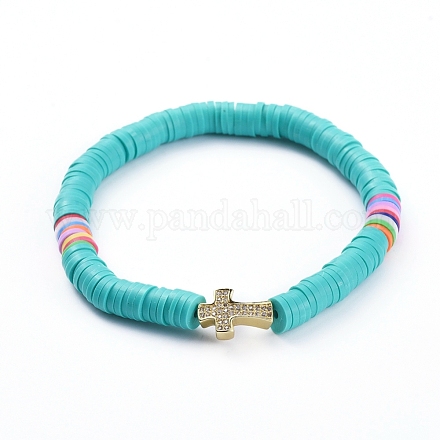 Handgefertigte Heishi Perlen Stretch Armbänder aus Fimo BJEW-JB05090-04-1