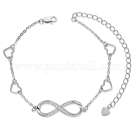 SHEGRACE Rhodium Plated 925 Sterling Silver Link Bracelets JB570A-1