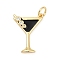 Brass Pave Cubic Zirconia 
Pendants, with Enamel, Cup Charms, Long-Lasting Plated, Lead Free & Cadmium Free, Rack Plating, Real 18K Gold Plated, with Jump Ring, Black, 17.5x13x2.5mm, Hole: 3.3mm