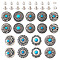9 Style Alloy Decorative Rivets, with Resin Imitation Turquoise and Screws, for Purse, Bags, Leather Crafts Decoration, Mixed Shape, Antique Silver, Steel Blue, 26~30x6.5~10.5mm, Hole: 2~2.6mm, 9 Style/set
