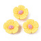 Opaque Resin Cabochons, Flower, Yellow, 21x20x9mm