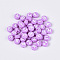 Opaque Acrylic Beads, Horizontal Hole, Mixed Letters, Flat Round with Letter, Random Letters, Lilac, 7x4mm, Hole: 1.5mm, about 3700pcs/500g